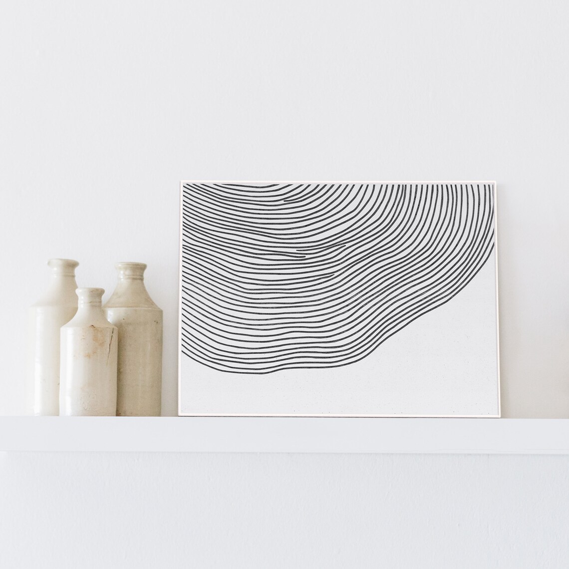 Abstract Lines Minimalist Wall Art Print, Black & White - Image 3
