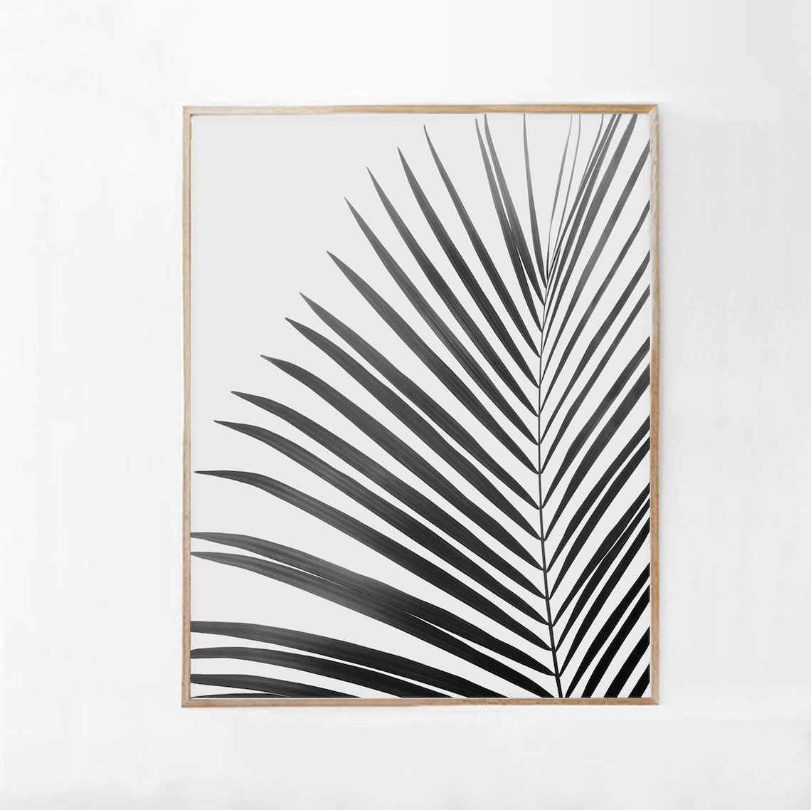 Palm Leaf Print, Black And White Minimalist Art - Image 2