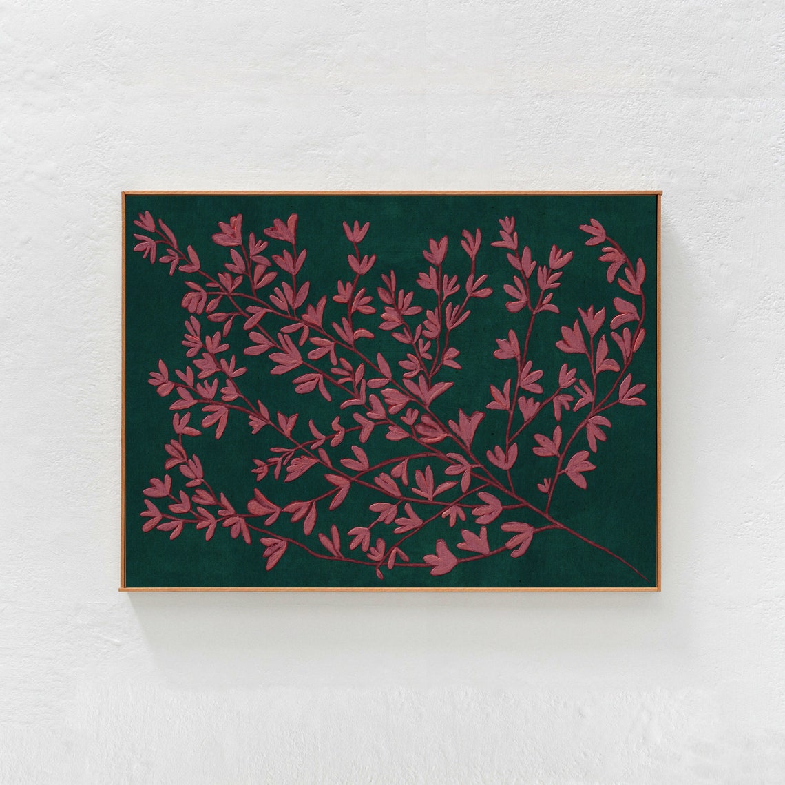 Green and Pink Boho Botanical Floral Art Print