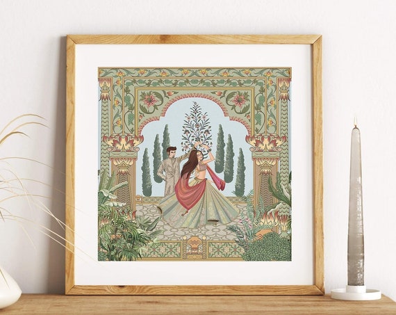 Indian Couple Dancing Wall Art Living Room Home Decor Modern Indian Wall Art Indian Folk Dance Painting Indian Wedding Art