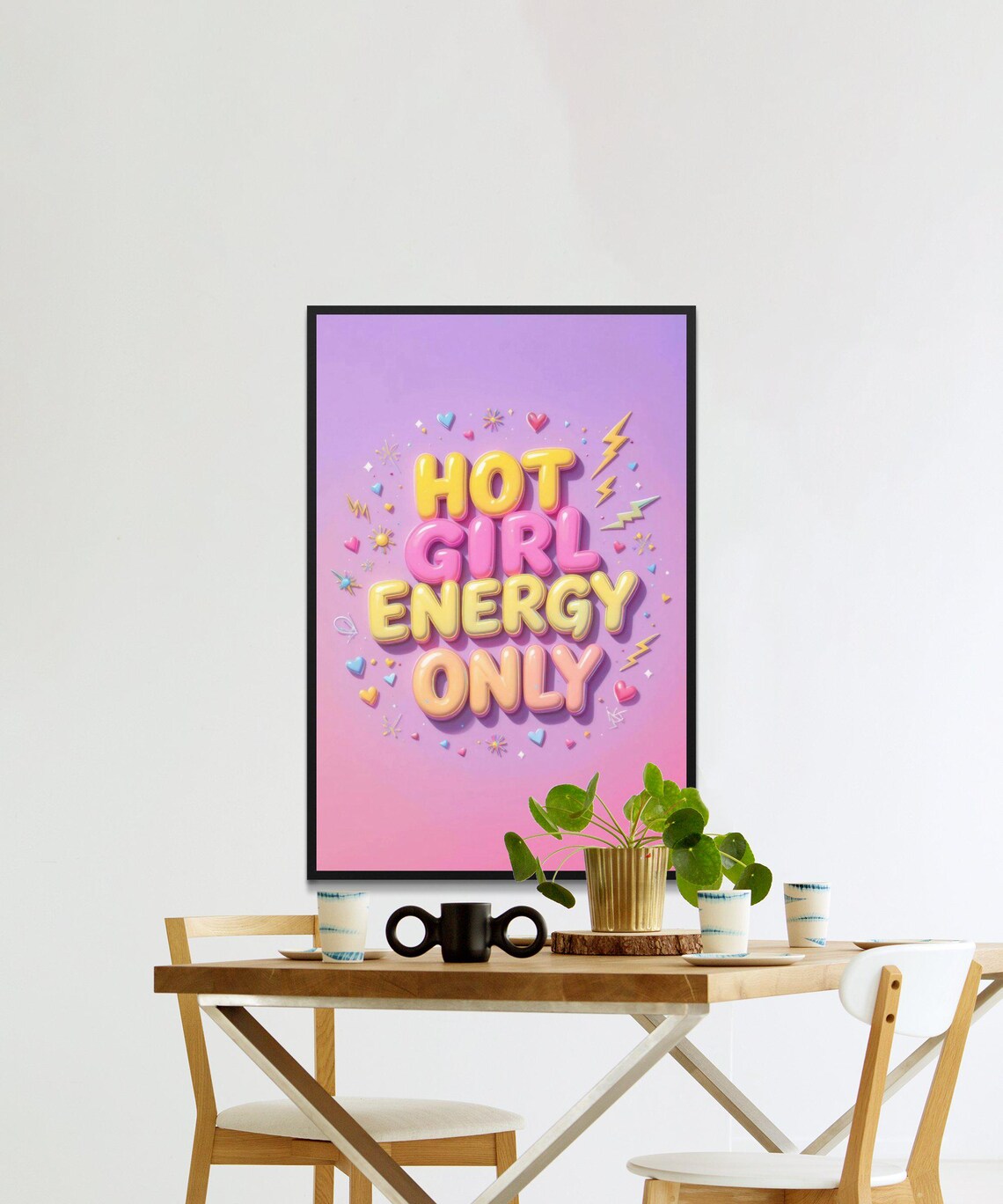 Hot Girl Energy Only 3D Bubble Letter Purple Pink Empowerment Quote Poster - Image 2