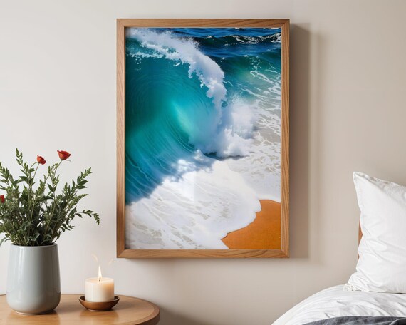 Ocean Wave Photography Print Coastal Wall Art Beach Scene Poster Home Decor Nautical Art Beach Lover Gift Seaside Home Wall