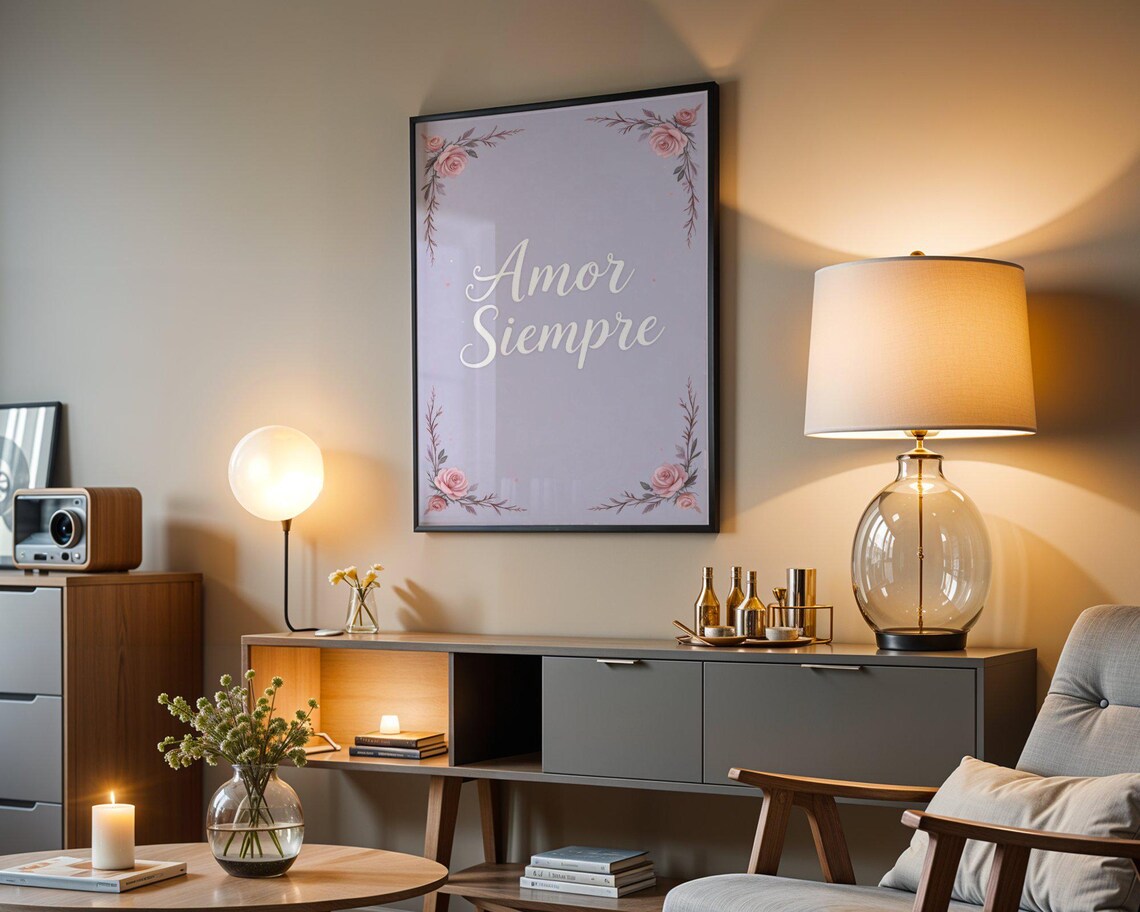 Amor Siempre Spanish Love Quote With Roses On Lavender Floral Wall Art - Image 4