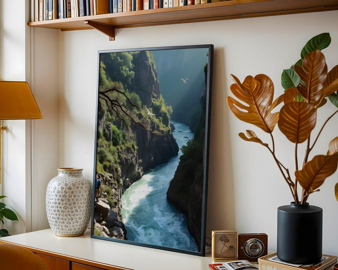 Turquoise River Flowing Through a Deep Green Canyon Gorge Poster - Image 3