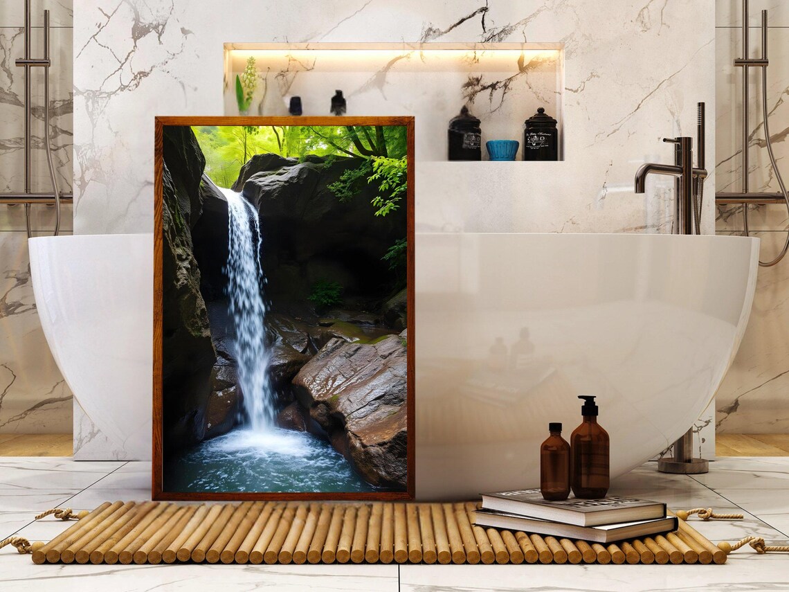 Waterfall Wall Art Nature Photography Print Scenic Landscape Decor Green Forest Artwork Home Office Decoration Serene Natural Beauty - Image 4