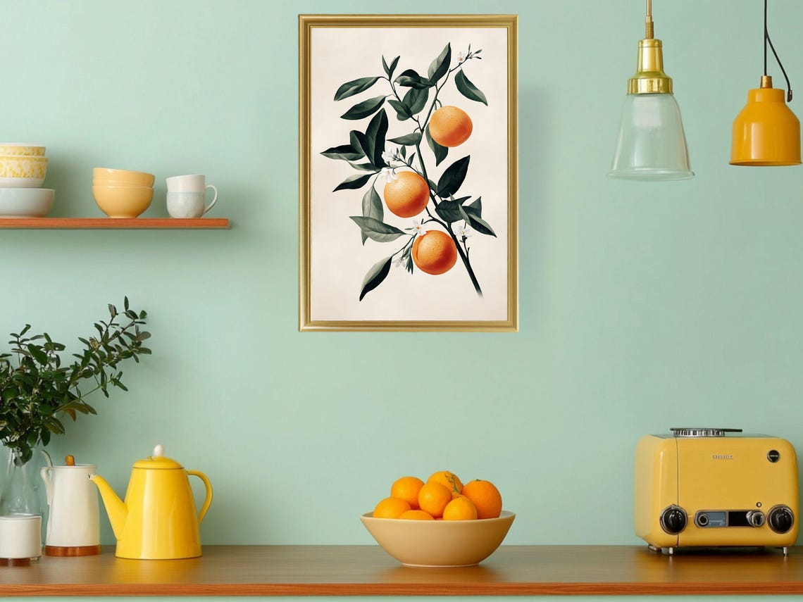 Vintage Orange Tree Branch Botanical Citrus Kitchen Art Print - Image 3