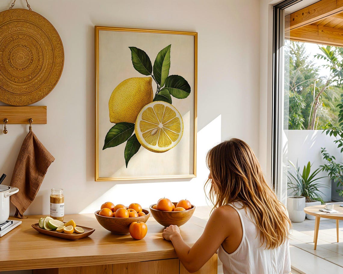 Vintage Lemon and Half Lemon Botanical Citrus Kitchen Poster - Image 5