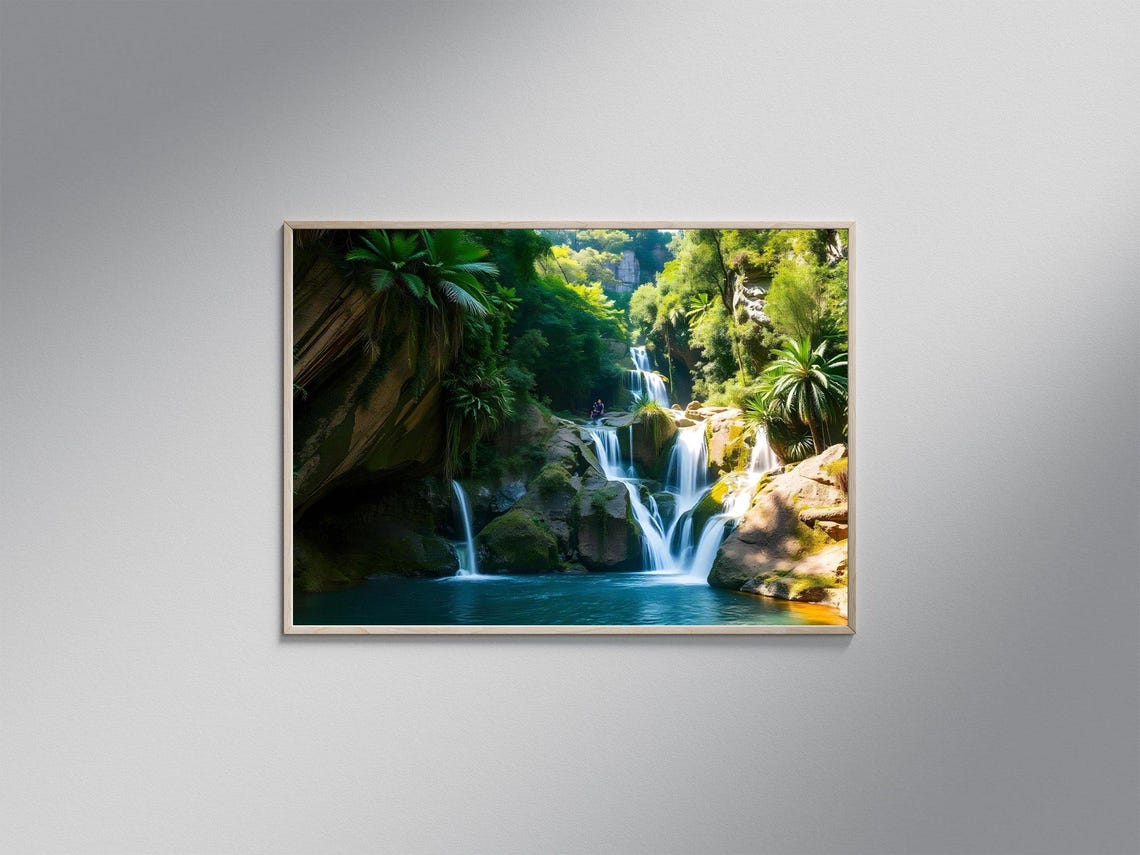 Waterfall Wall Art Nature Scene Artwork Scenic Landscape Wall Decoration Home Decor Office Wall Hanging Calming View