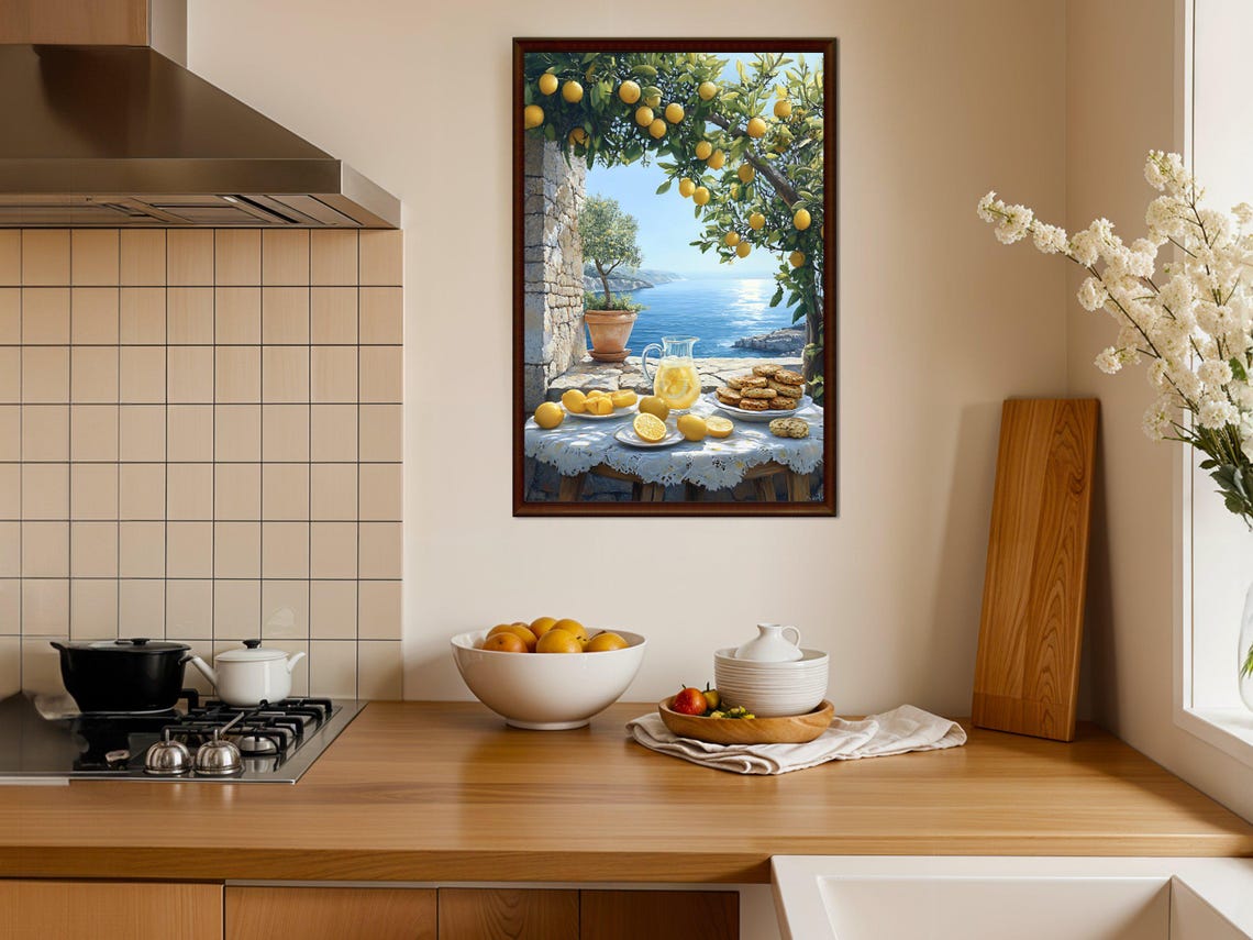Lemon Grove Coastal Terrace Mediterranean Seaside Kitchen Poster - Image 4