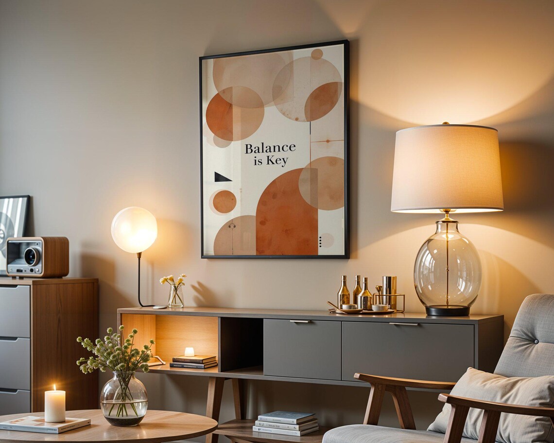 Balance Is Key Terracotta Geometric Circles Modern Abstract Wall Decor Print - Image 4