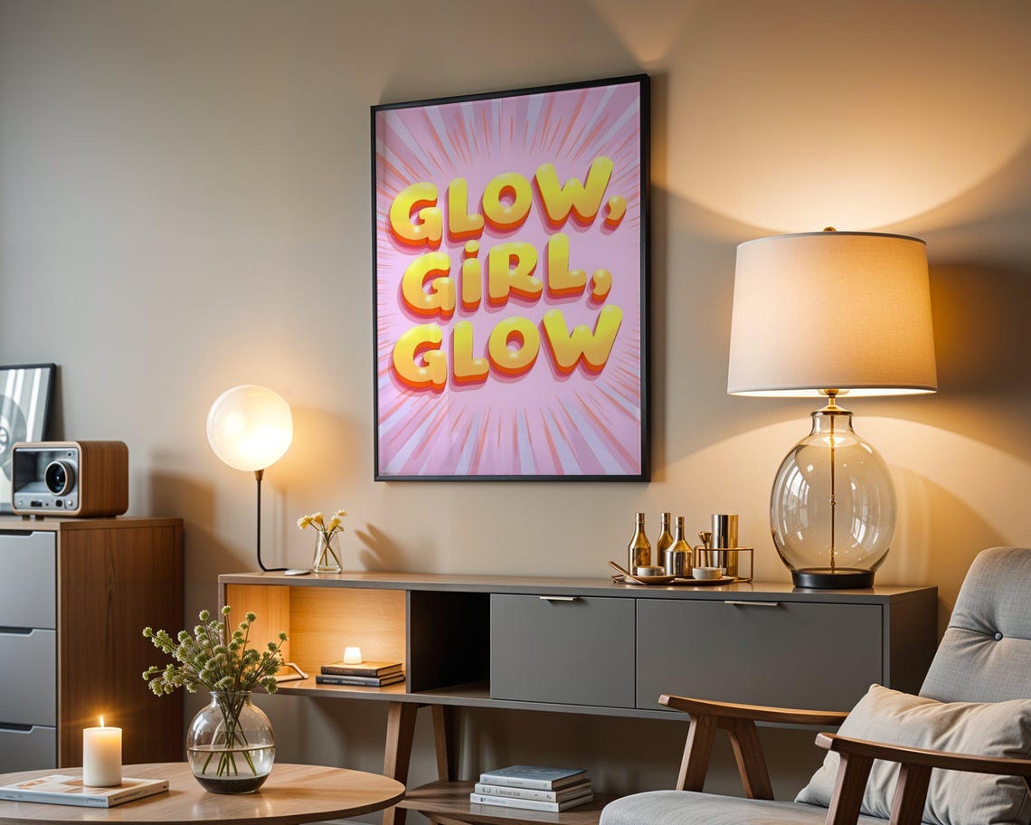 Glow Girl Glow Preppy Wall Art Motivational Wall Art Teen Room Decor Colorful Wall Print Girls Bedroom Poster Dorm Room Decoration - Image 3