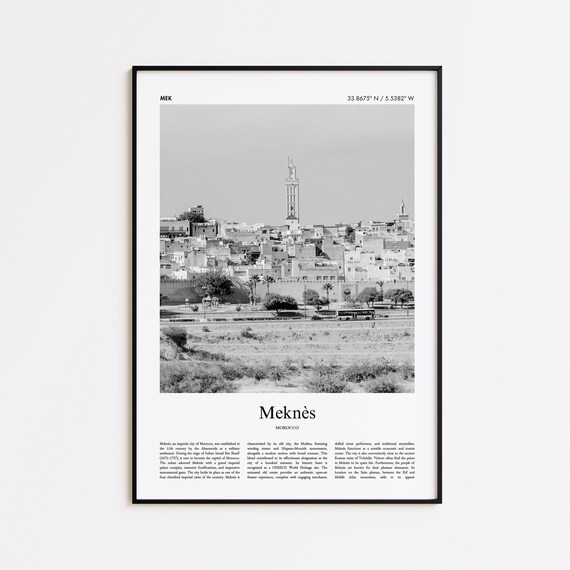 Meknes Morocco Imperial City Black And White Travel Photo Poster