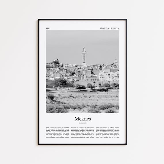 Mekns Black And White Print Photo Poster Meknes Travel Gift Morocco Wall Art Minimal Home Decor