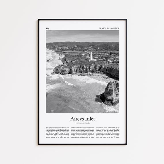 Aireys Inlet Black And White Print Photo Poster Travel Gift Victoria Australia Wall Art