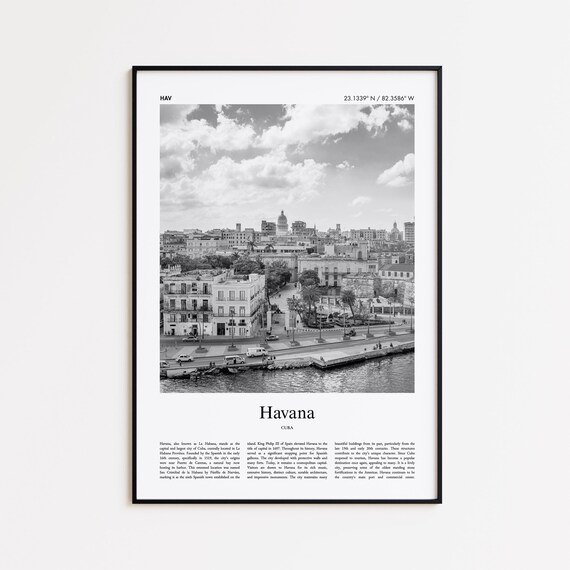 Havana Black And White Print Photo Poster Travel Gift Wall Art Minimal Home Decor