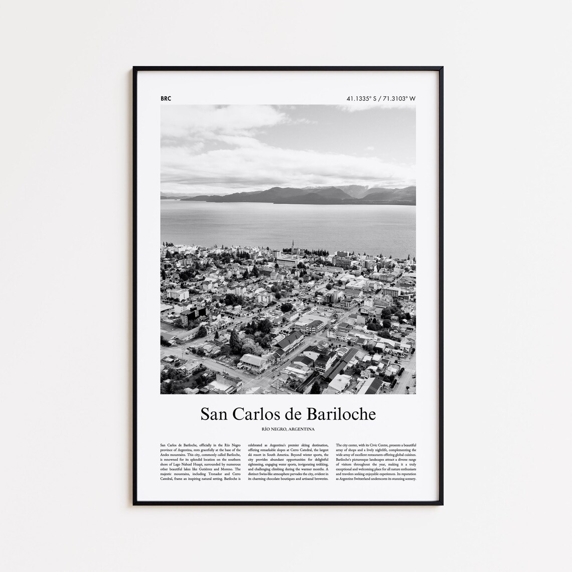San Carlos de Bariloche Argentina Lake Mountain Photo Travel Poster