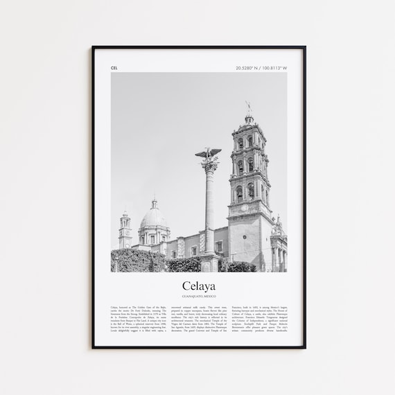 Celaya Black And White Print Photo Poster Travel Gift Guanajuato Mexico Wall Art Minimal Home Decor