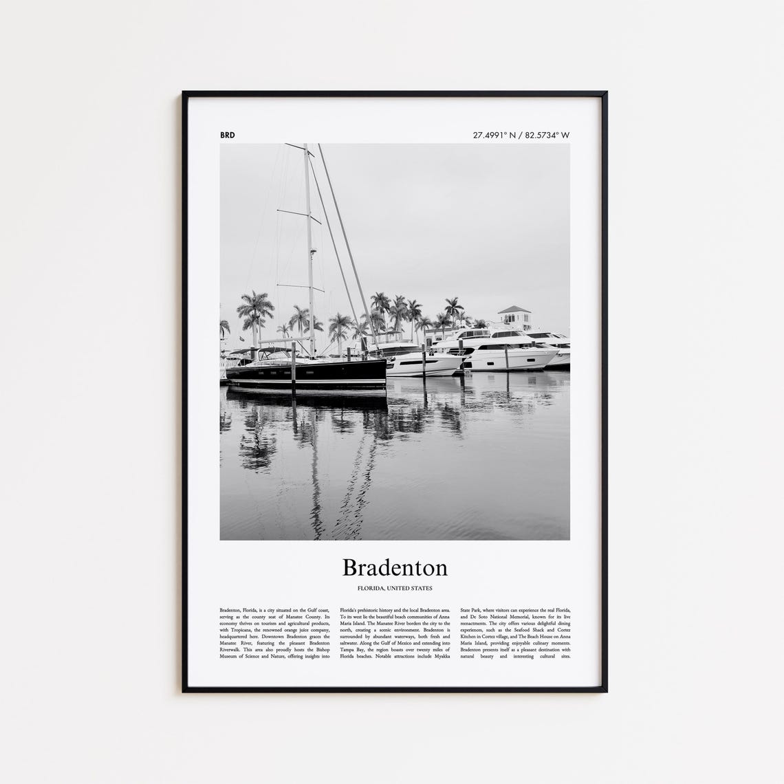 Bradenton Florida Marina Sailboats Palms Photo Travel Poster