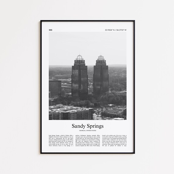 Sandy Springs Georgia Black And White Twin Towers Photo Poster