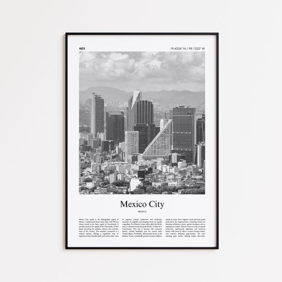 Mexico City Black And White Travel Poster