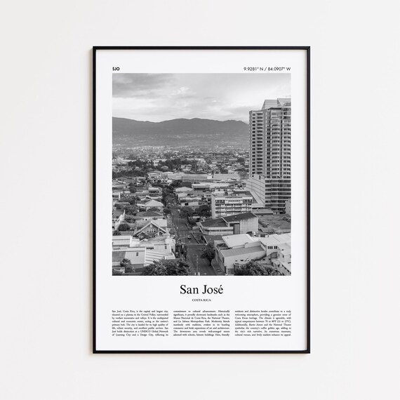 San Jos Black And White Print Photo Poster Jose Travel Gift Costa Rica Wall Art Minimal Home Decor