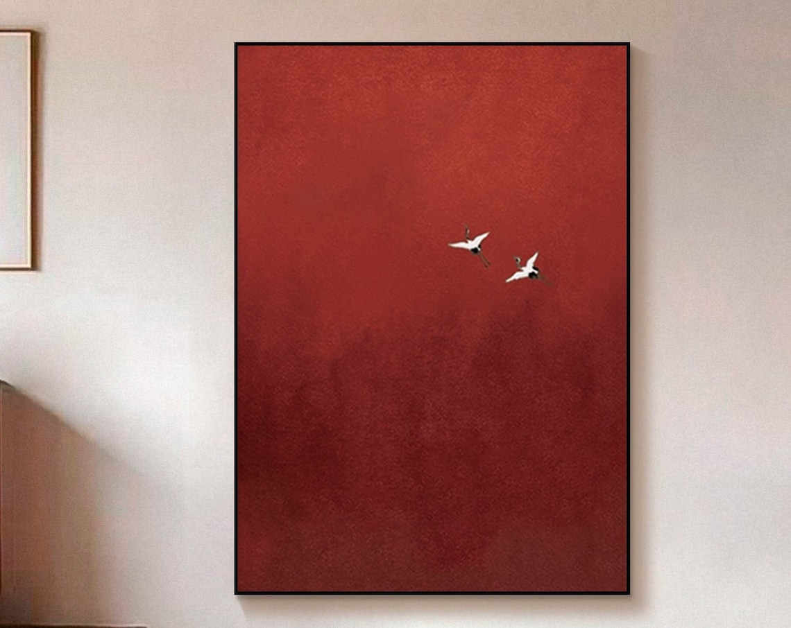 Surrealist Crimson Sky Abstract Art Print