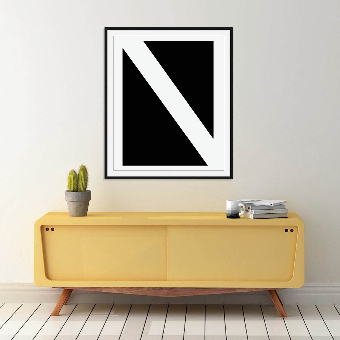 Black Ground White Serif Initial Letter Minimalist Alphabet Poster - Image 4