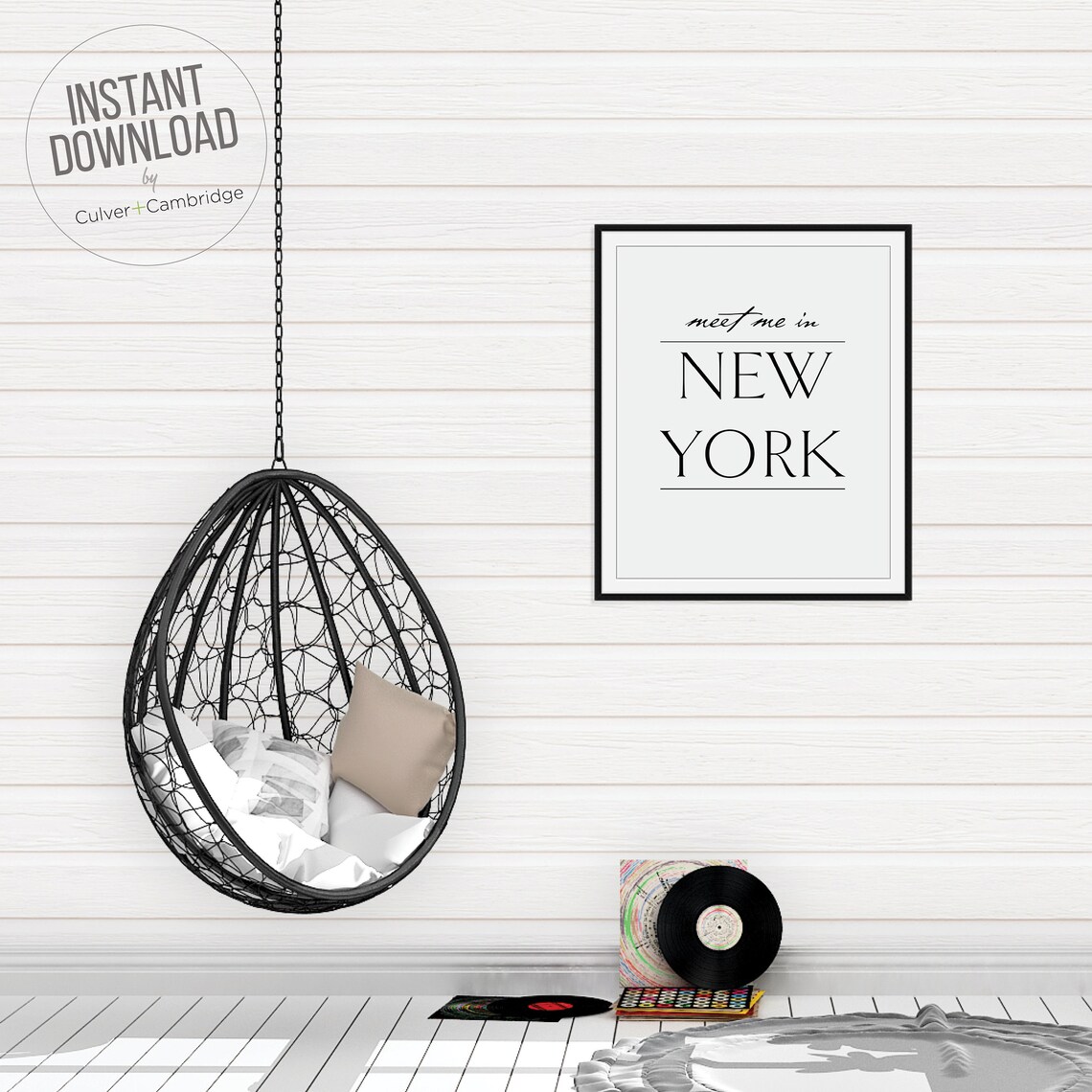 Meet Me In New York Romantic Travel Quote Typography Art Poster - Image 2