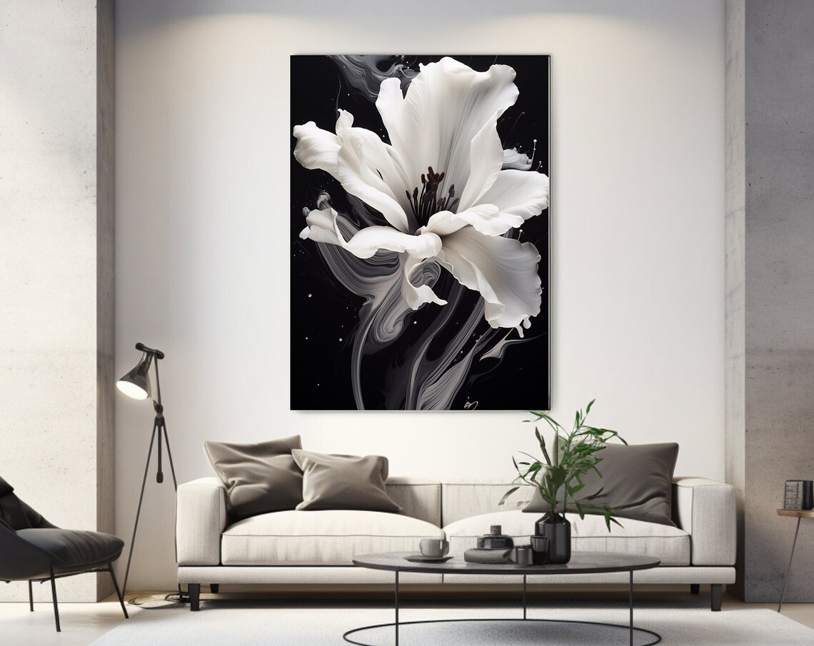Flower Abstraction, Black and White Art Print