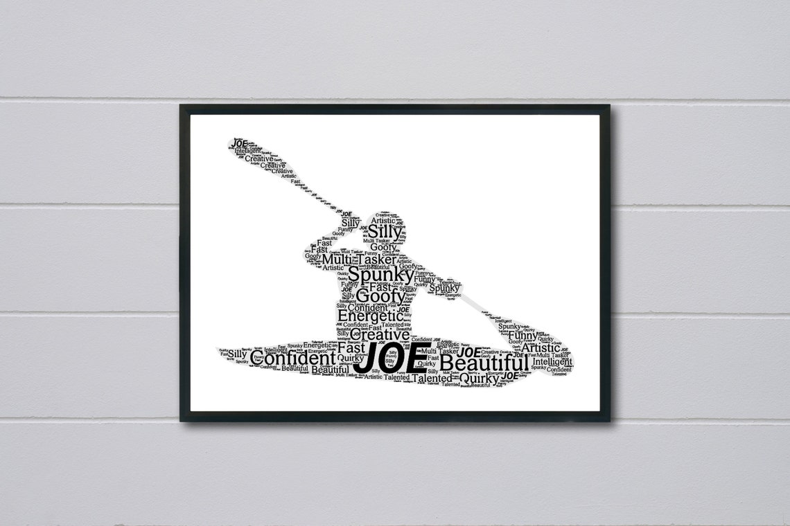 Kayak Word Art Joe Personalised Kayaking Gift Word Cloud Poster