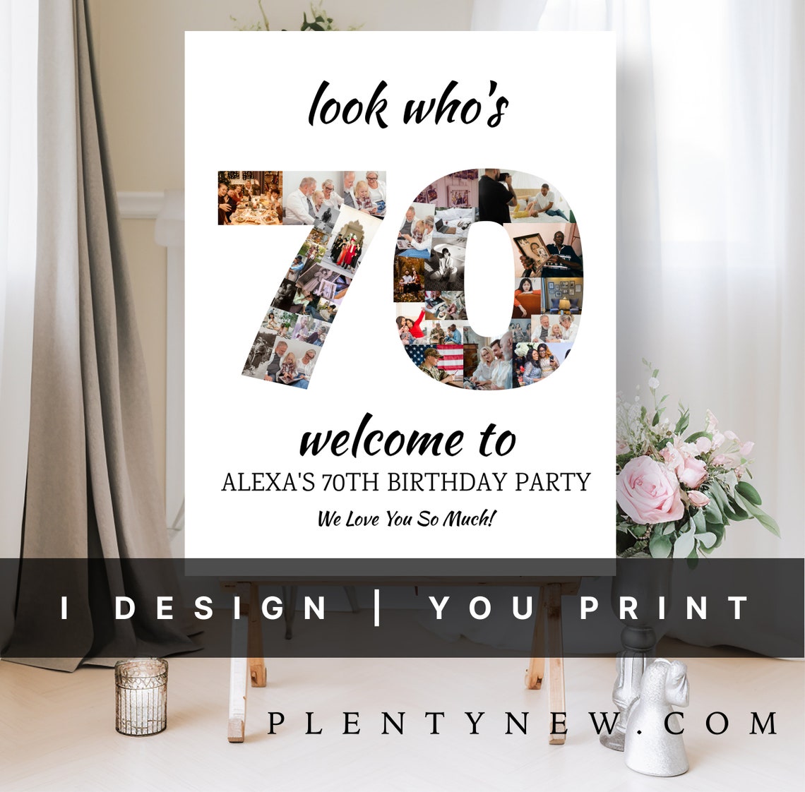 Look Whos 70 70th Birthday Photo Collage Customizable Photo Collage Board Photo Montage Display Poster Personalized Gift Ideas