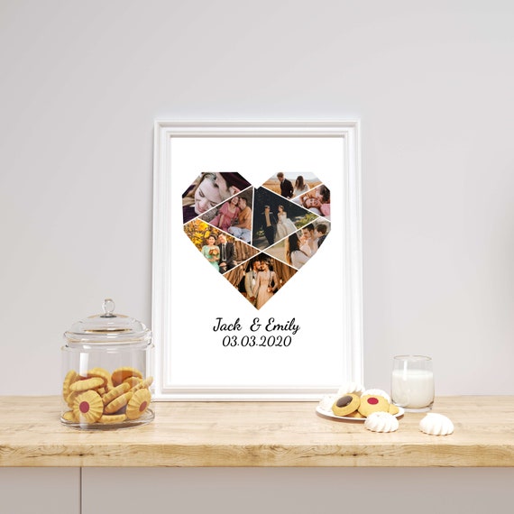 Geometric Heart Art Custom Heart Collage Photo Collage Personalized Gift Valentines Day Gift Anniversary Gift Photo Gift File
