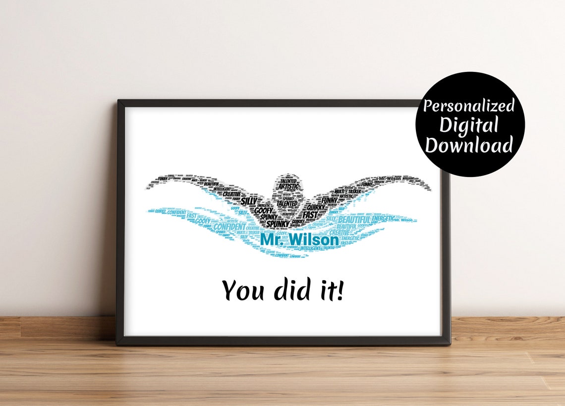 Personalised Swimming Swimmer Gift Word Art Wall Room Decor Prints Gift For Swimmers Swimmers Lover Gift Gift For Swimming
