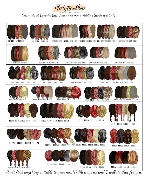Hairstyle Selection Chart For Personalized Portrait Design Print