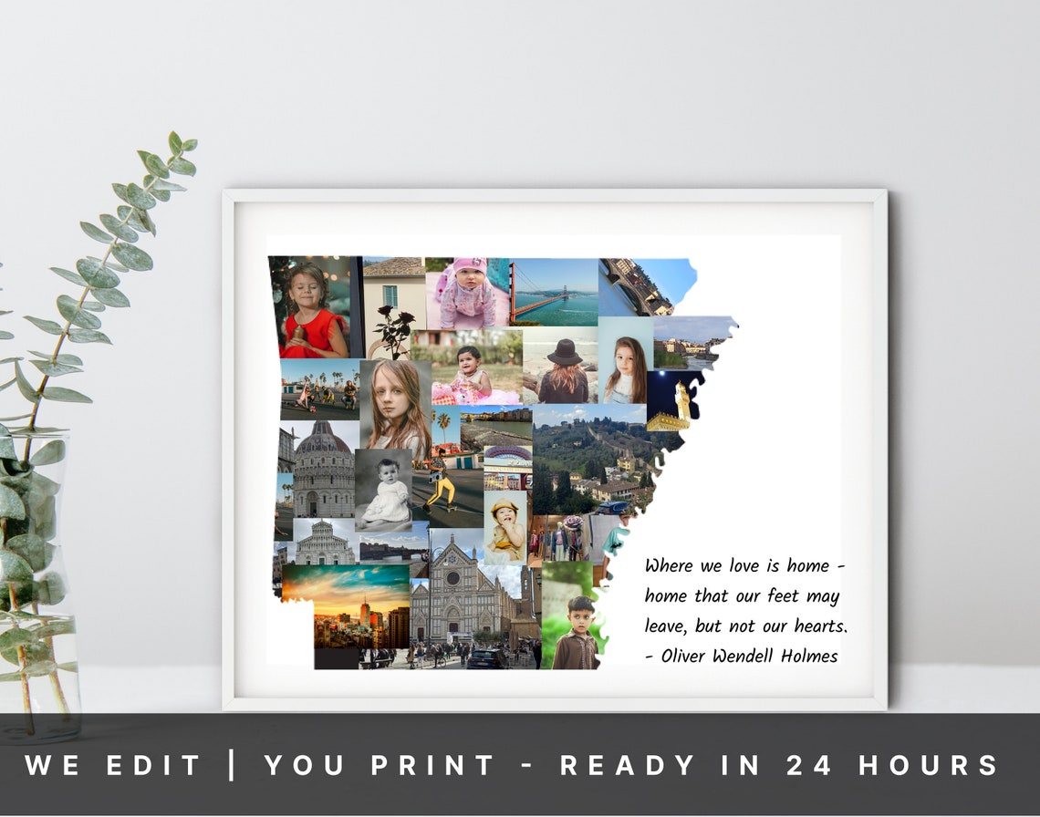 Arkansas State Map Photo Collage Home Sweet Home Quote Wall Art