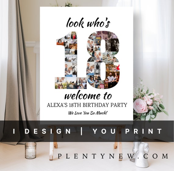 Look Whos 18 18th Birthday Photo Collage Personalized Photo Collage Board Photo Montage Display Poster Gift For Her