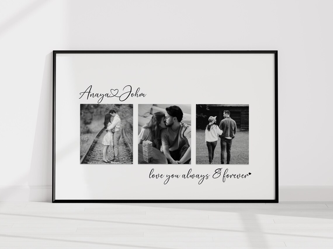 Personalized Couple Photo Collage Print Love You Always and Forever