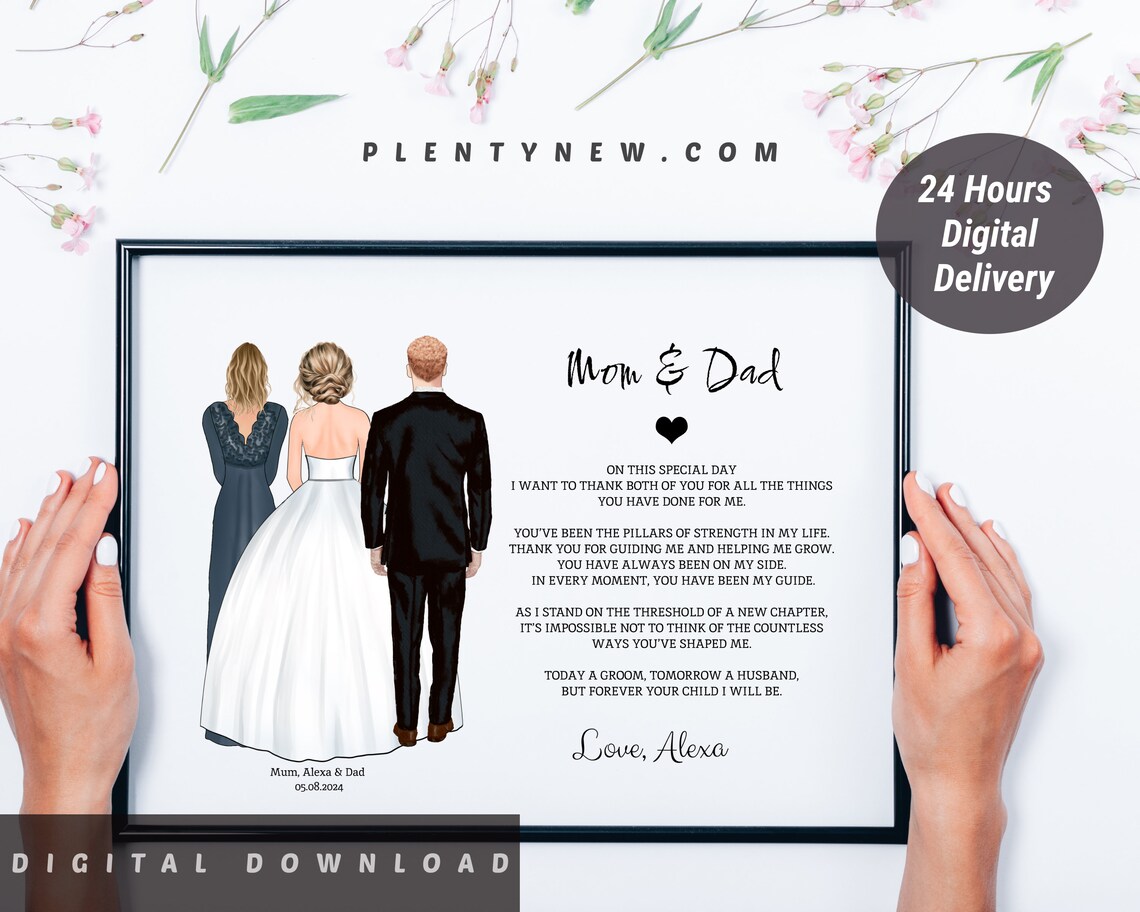 Mom and Dad Wedding Day Poem Personalized Family Photo Print