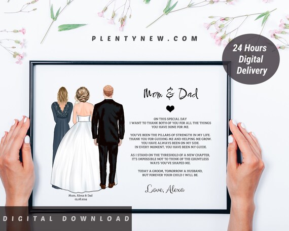 Mom and Dad Wedding Day Poem Personalized Family Photo Print