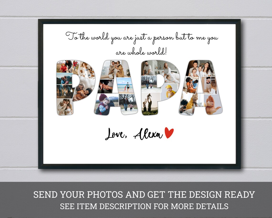 Papa Word Photo Collage To The World You Are Whole World Poster