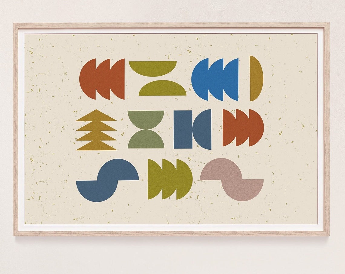 Mid Century Modern Colorful Geometric Shapes Abstract Art Print - Image 2