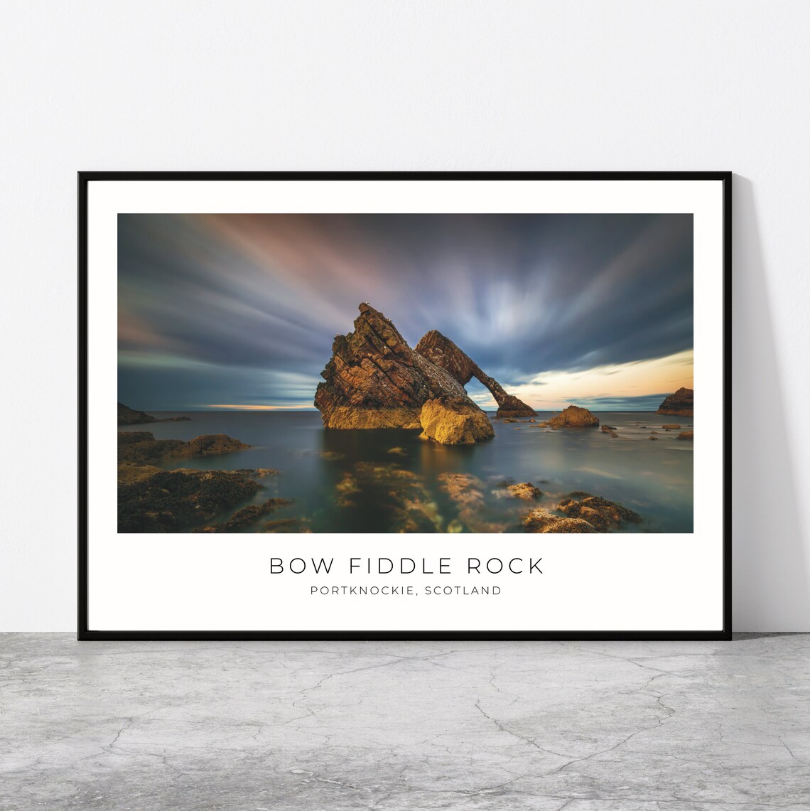 Bow Fiddle Rock Travel Poster, Portknockie Scotland