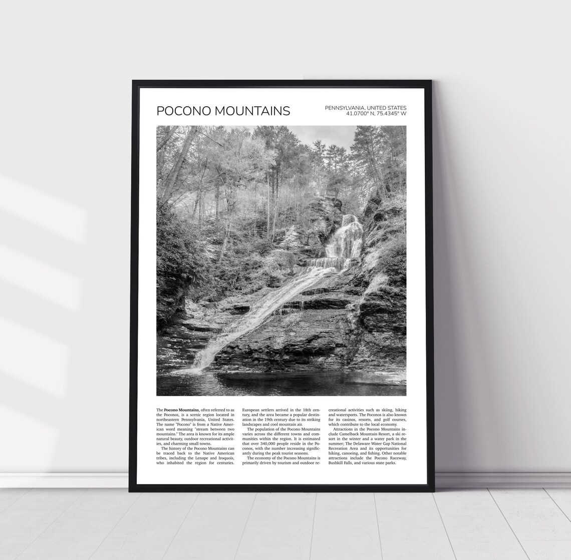 Pocono Mountains Travel Poster, Dingmans Falls Landscape