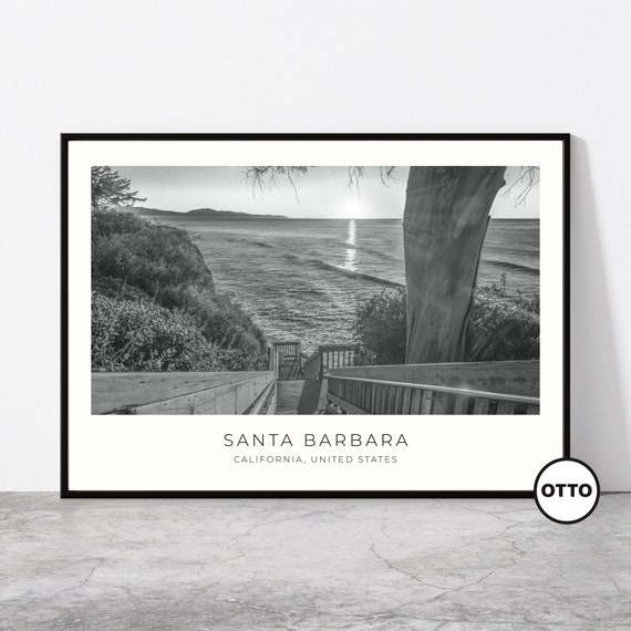 Santa Barbara Beach Sunset Travel Poster, California