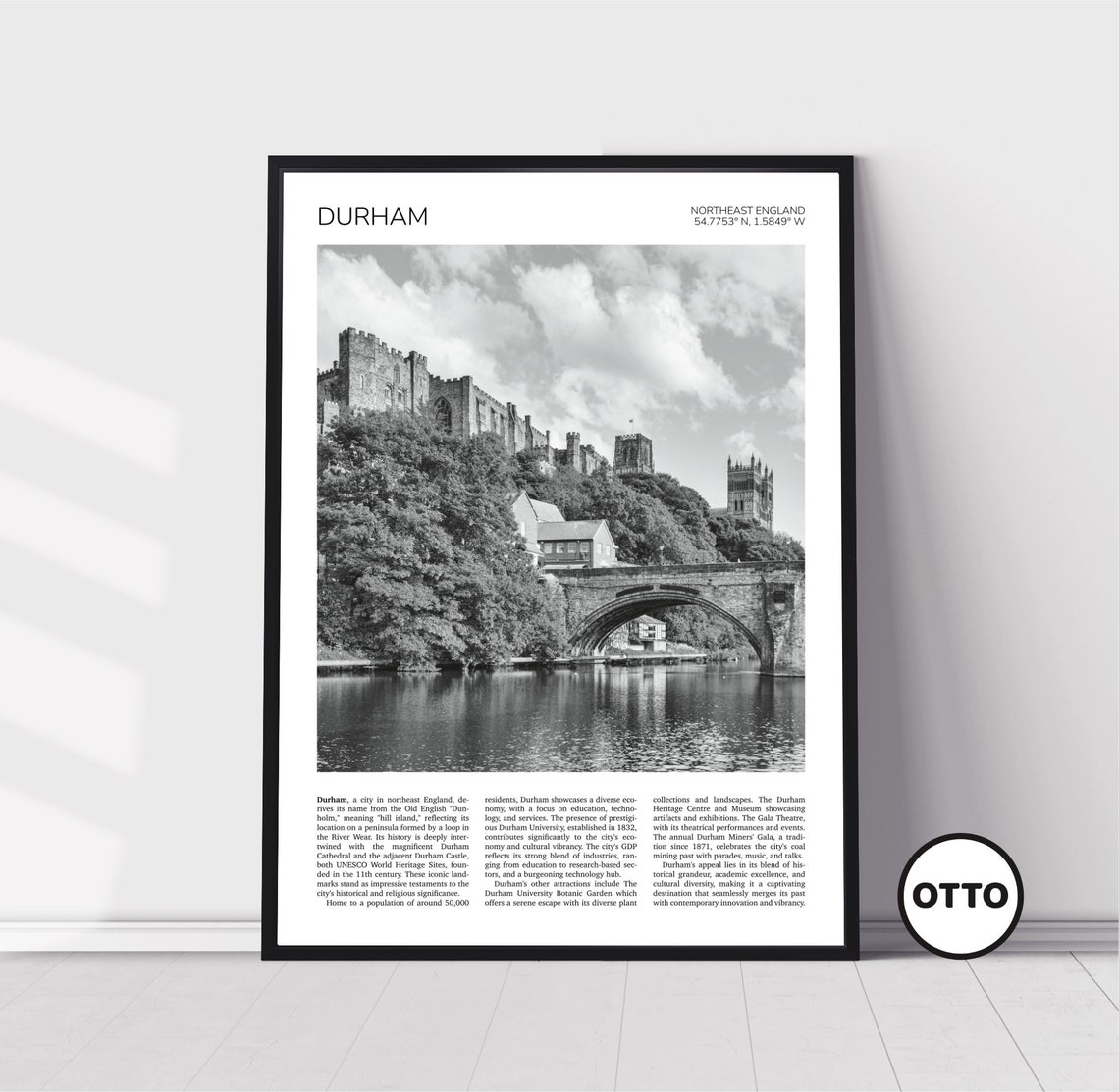 Durham Wall Art Durham Home Decor Castle Cathedral Framwellgate Bridge River Wear England Artful Travel Gift Uk Art Poster Print