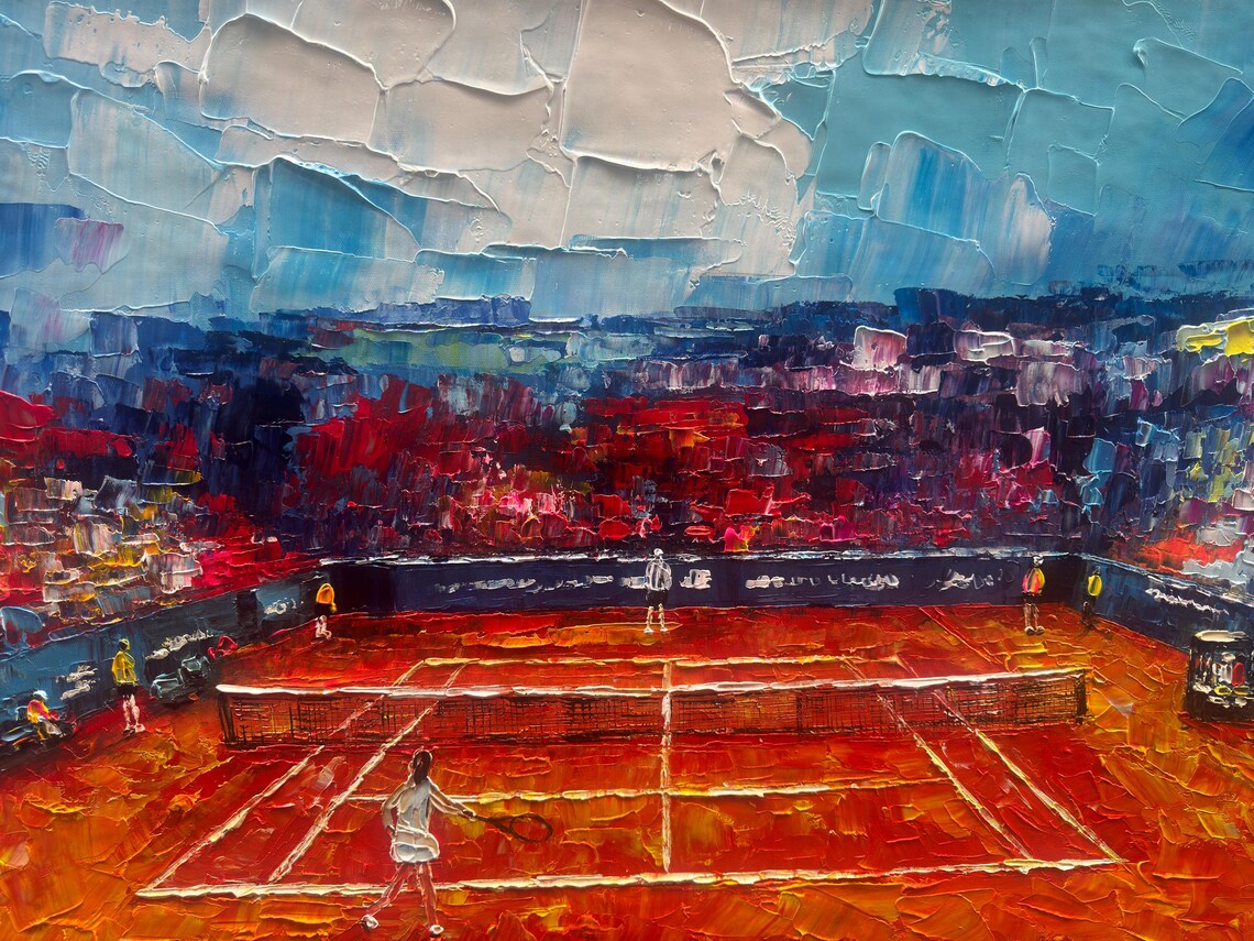 Abstract Tennis Match Oil Painting, Custom Tennis Art Print - Image 4