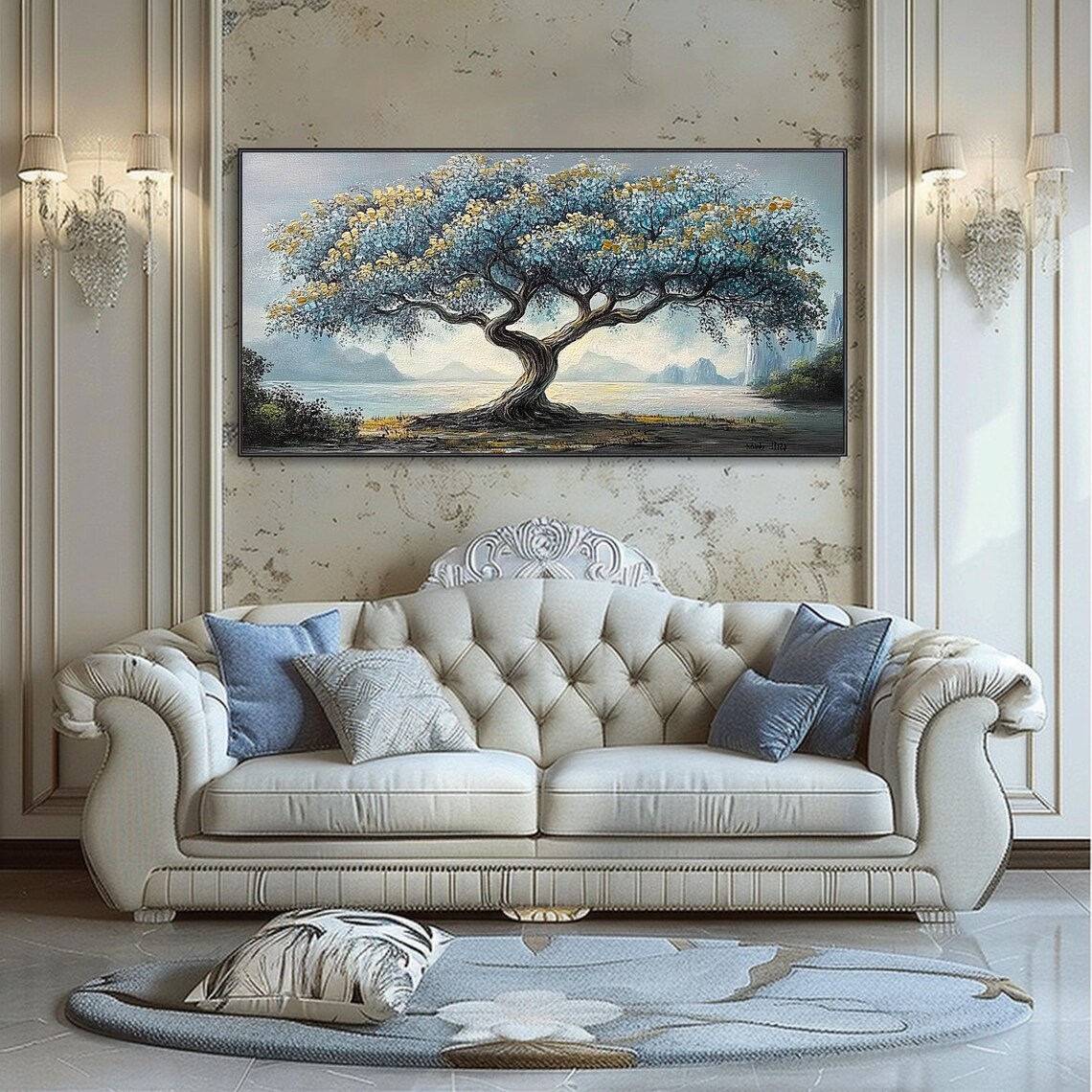 Hand Painted 3d Tower Tree Boho Style Wall Decor Art Living Room Hotel Thick Texture Large Modern Art Bright Colors Original Artwork - Image 4