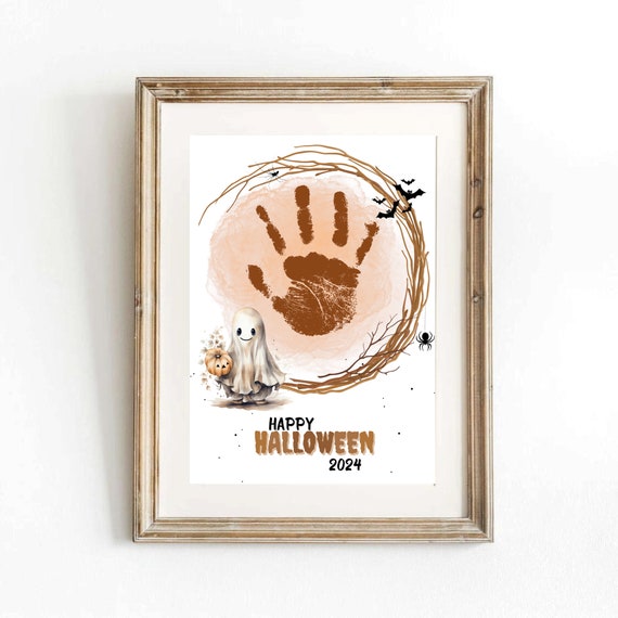Ghost Halloween Handprint Or Footprint DIY Poster