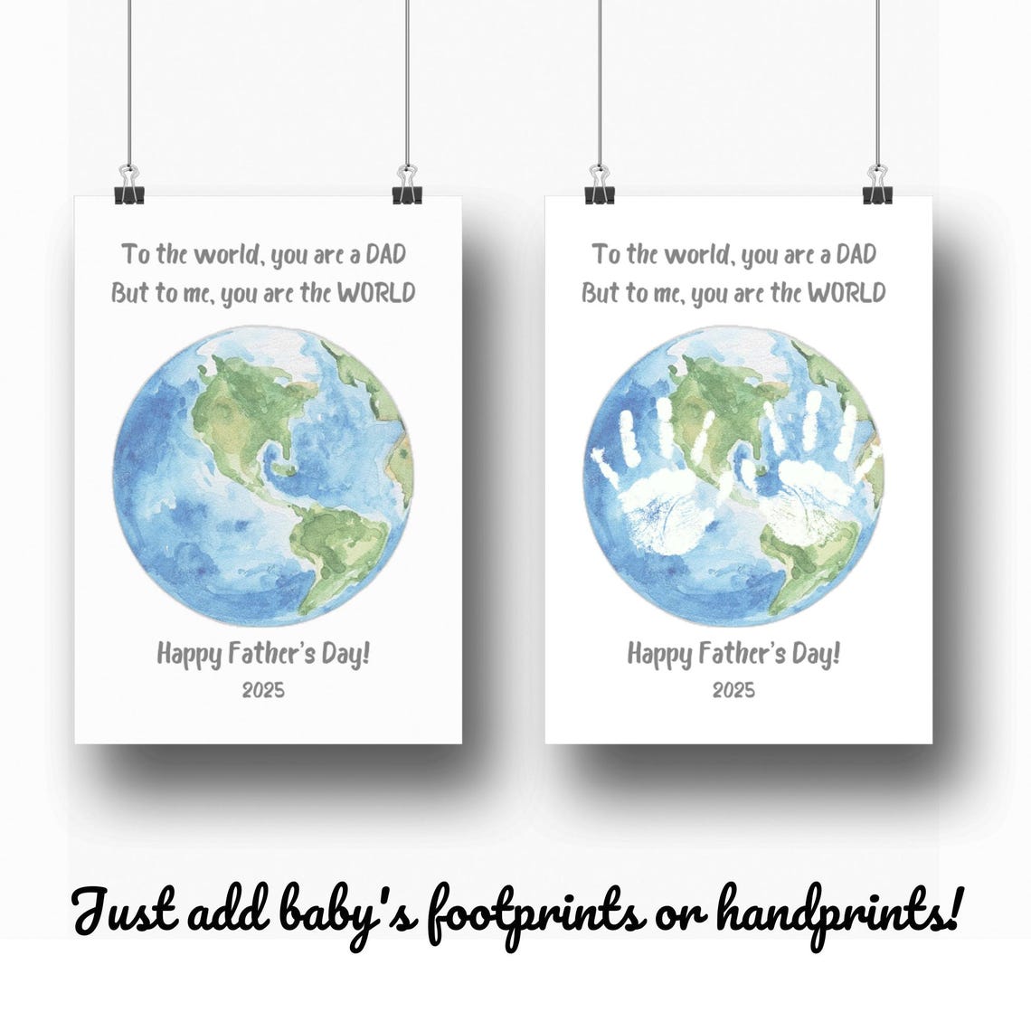 To The World You Are A Dad Fathers Day Handprint Earth Keepsake Print - Image 3