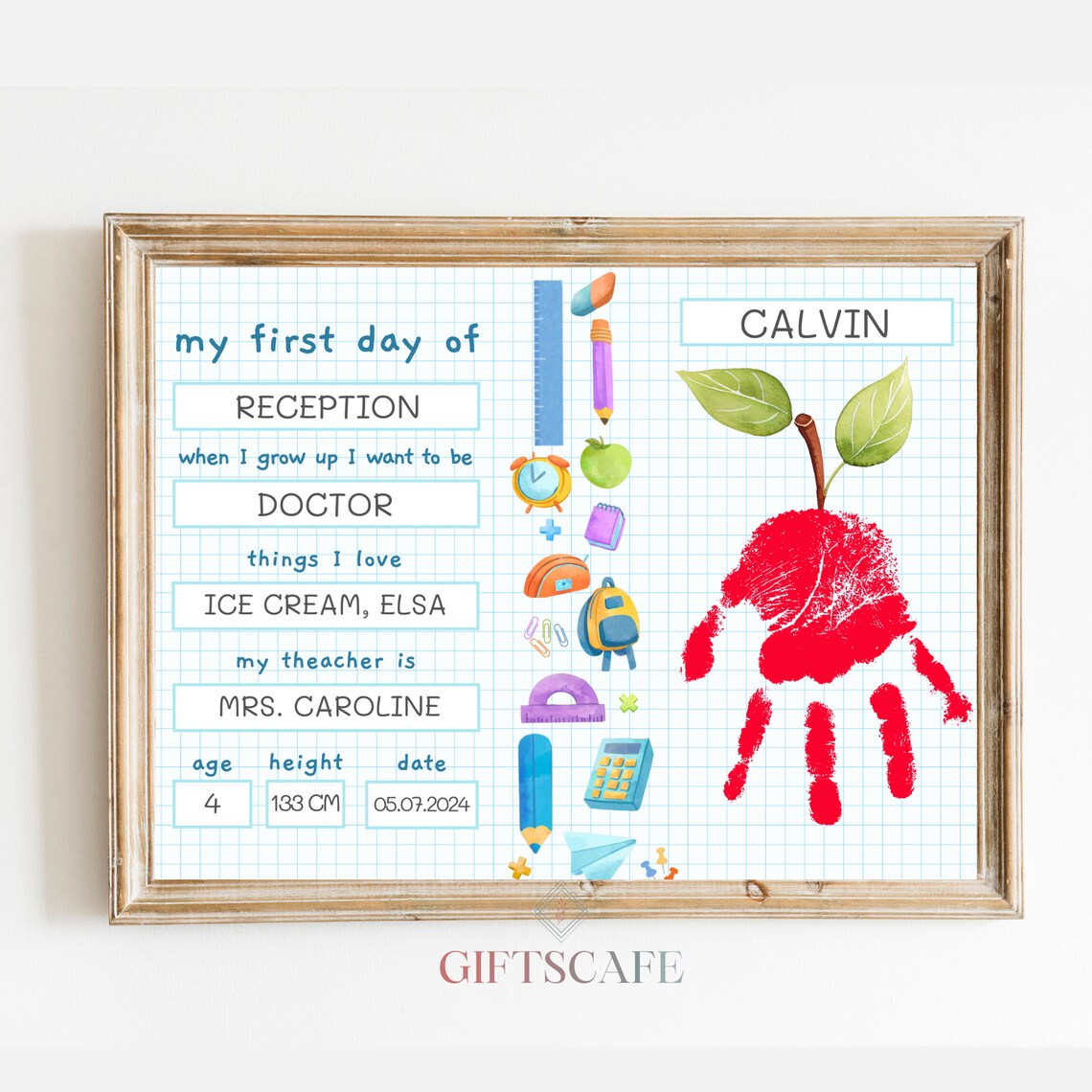 My 1st First Day School Sign Handprint Art Print